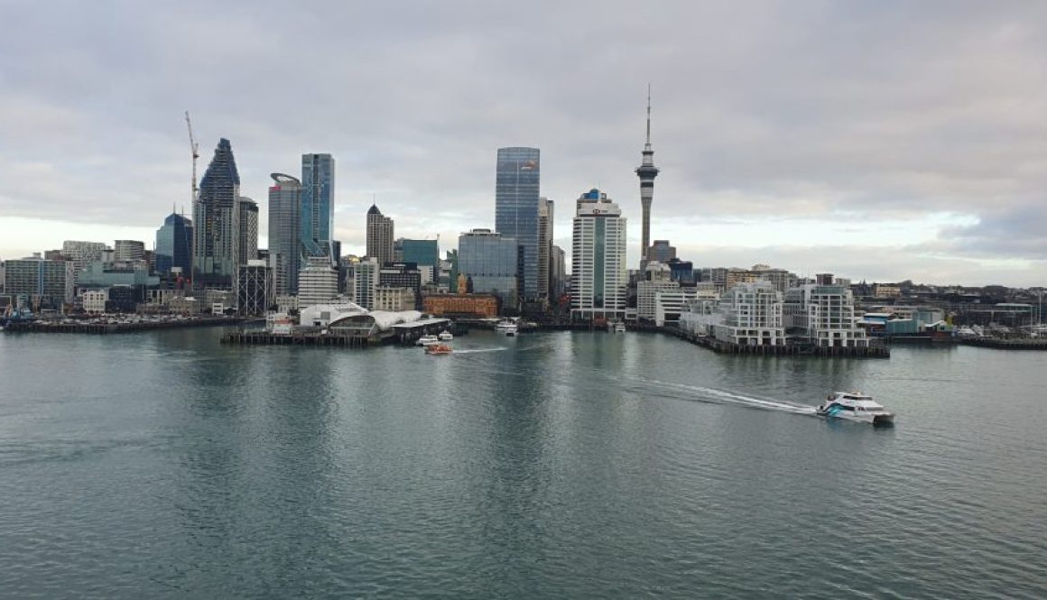 Auckland harbour from onboard a cruise ship