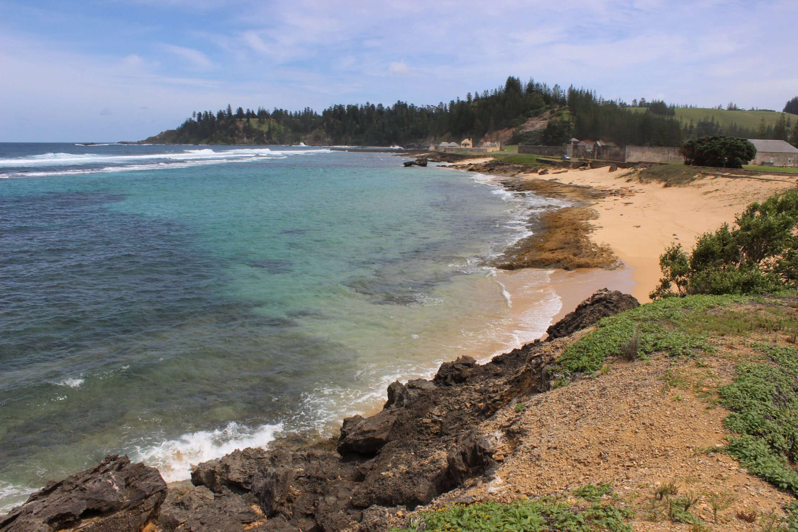 Norfolk Island overlooking the historic Kingston UNESCO World Heritage Site and beach